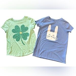 Girls XL 14/16 holiday shirt bundle Easter st Patrick’s day short sleeve bunny
